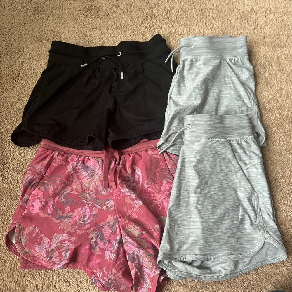 Set of Four girls  Shorts - Black, Gray, and Pink Floral